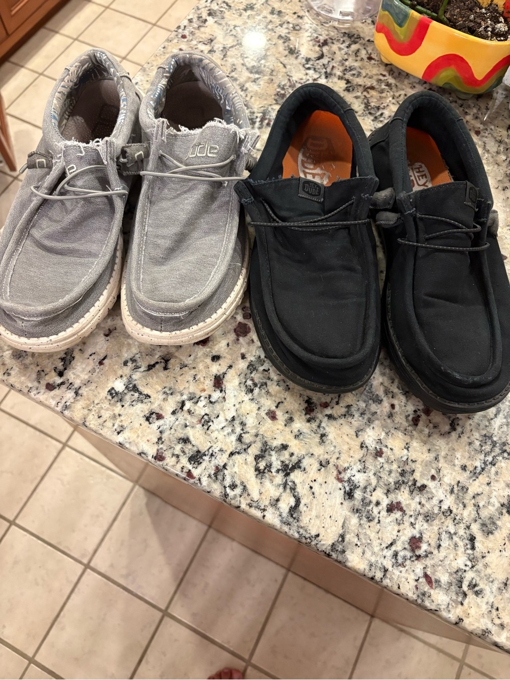 Hey Dude Two-Pair Casual Slip-Ons in Light Gray and Black